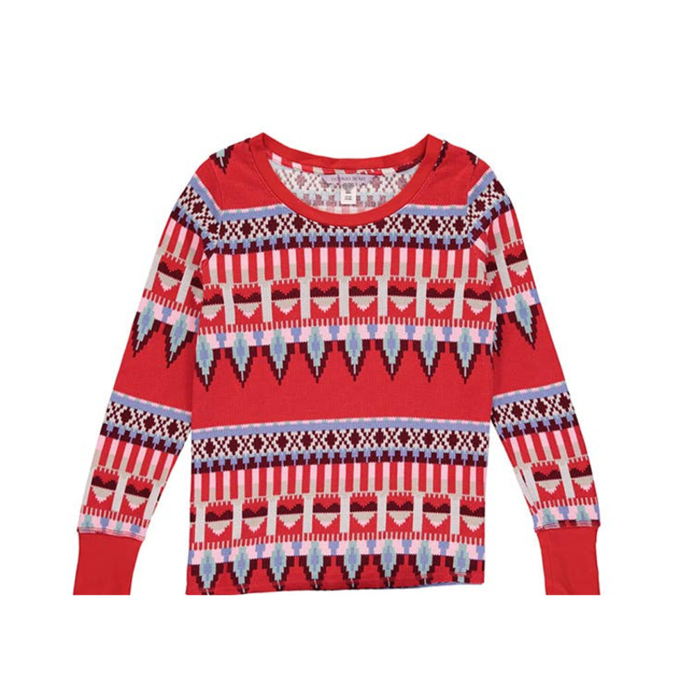 Victoria's Secret NWT Fair Isle Print Thermal Pajama Top Size Small